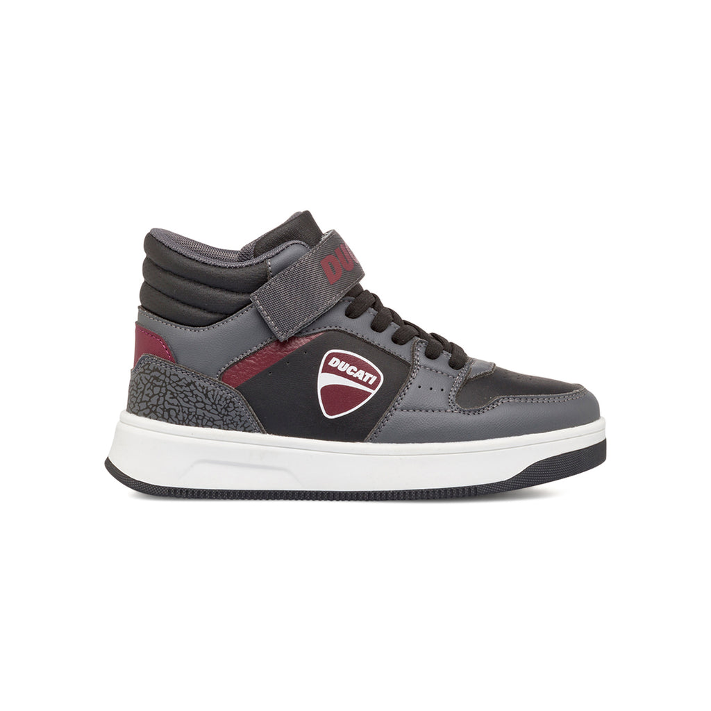 Sneakers da bambino grigie e bordeaux con logo Ducati Shell HG