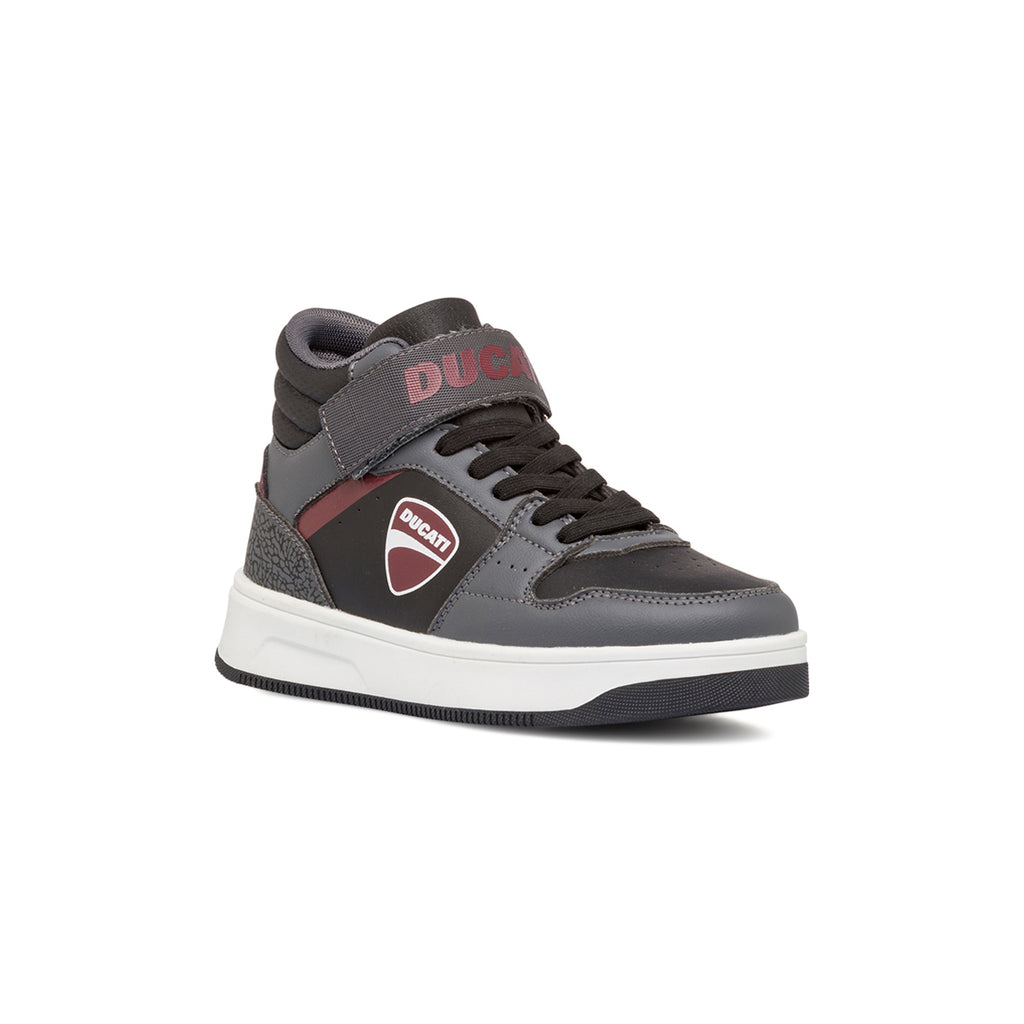 Sneakers da bambino grigie e bordeaux con logo Ducati Shell HG