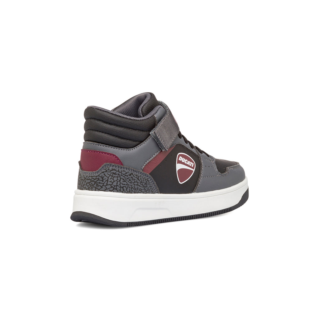 Sneakers da bambino grigie e bordeaux con logo Ducati Shell HG