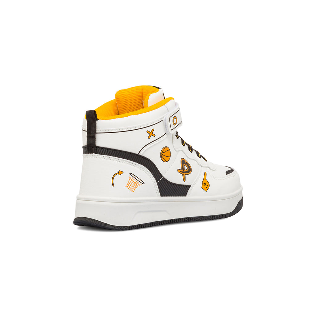 Sneakers alte bambino bianche e nere con stampe P Go