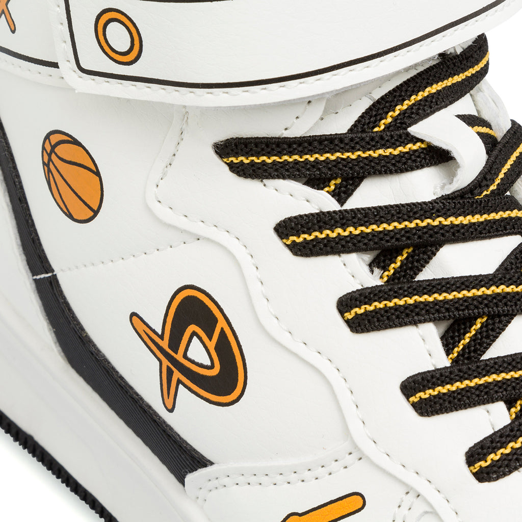 Sneakers alte bambino bianche e nere con stampe P Go