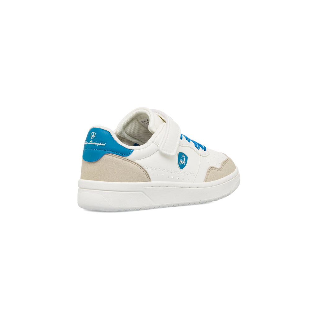 Sneakers da bambino Tonino Lamborghini bianche con dettagli azzurri