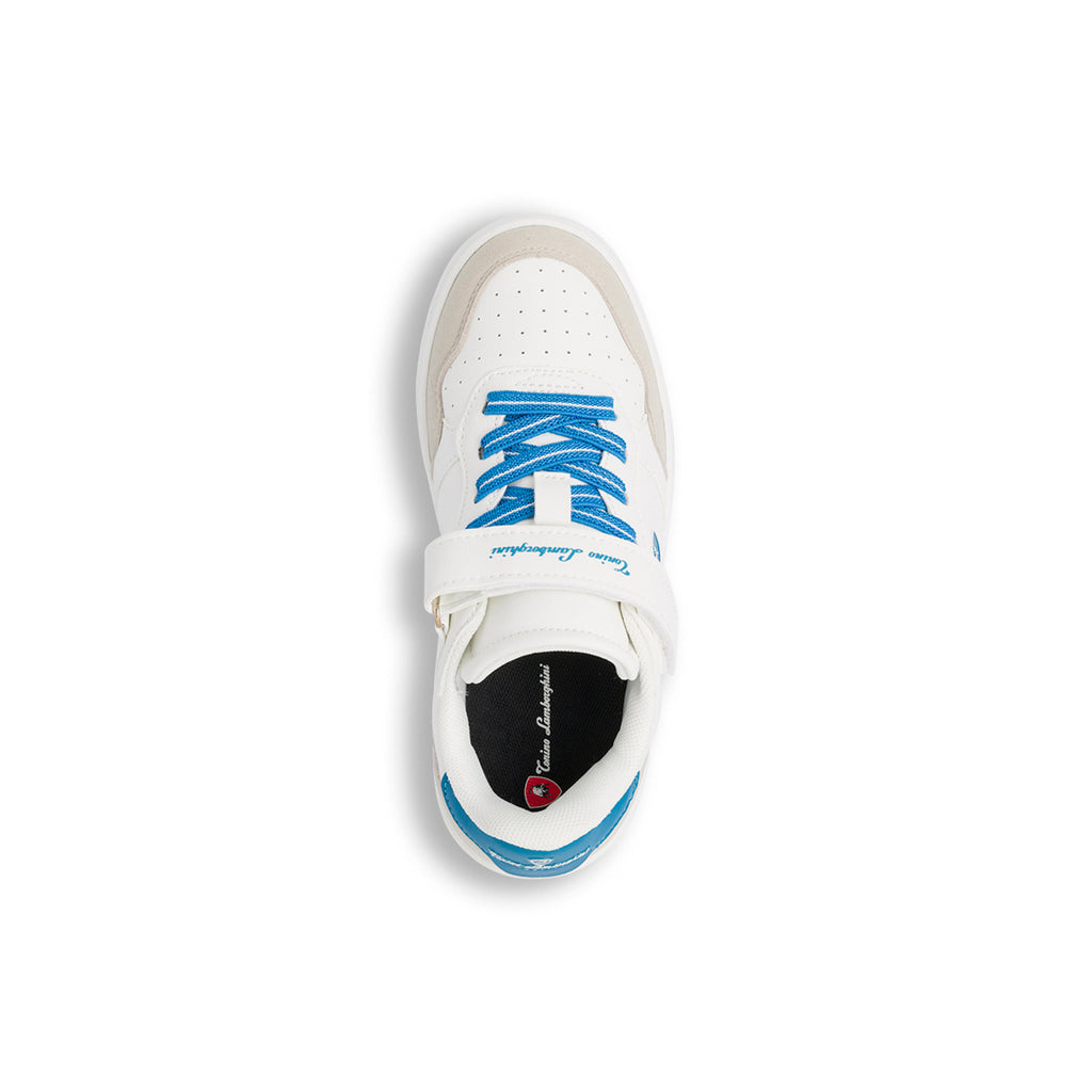 Sneakers da bambino Tonino Lamborghini bianche con dettagli azzurri