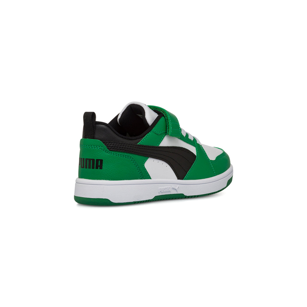Sneakers da bambino bianche con dettagli neri e verdi Puma Rebound V6
