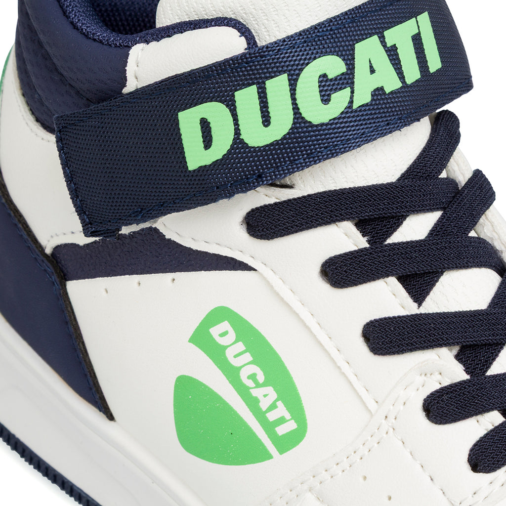Sneakers alte bianche e blu da Ragazzo con logo Ducati