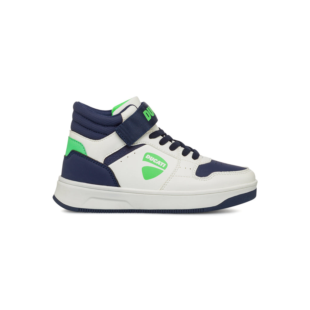 Sneakers alte bianche e blu da Ragazzo con logo Ducati
