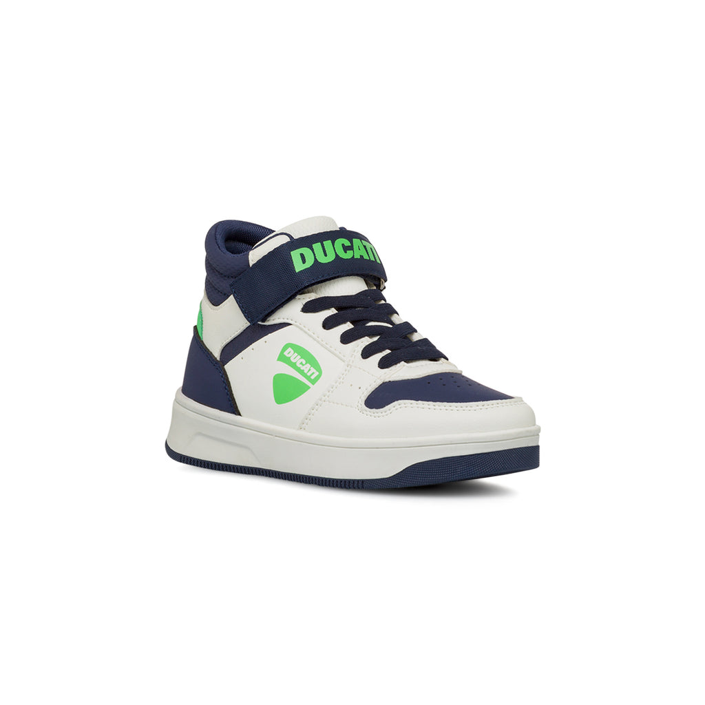 Sneakers alte bianche e blu da Ragazzo con logo Ducati