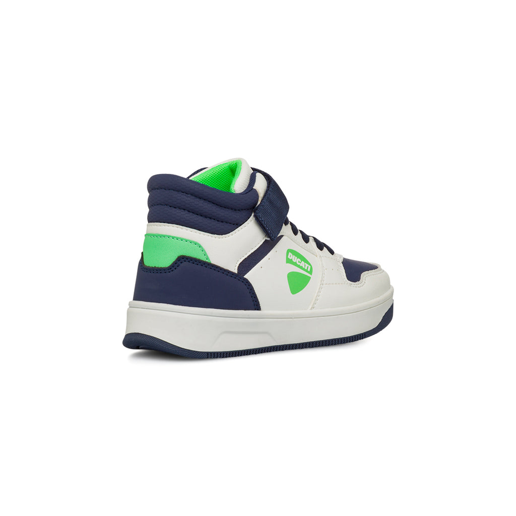 Sneakers alte bianche e blu da Ragazzo con logo Ducati