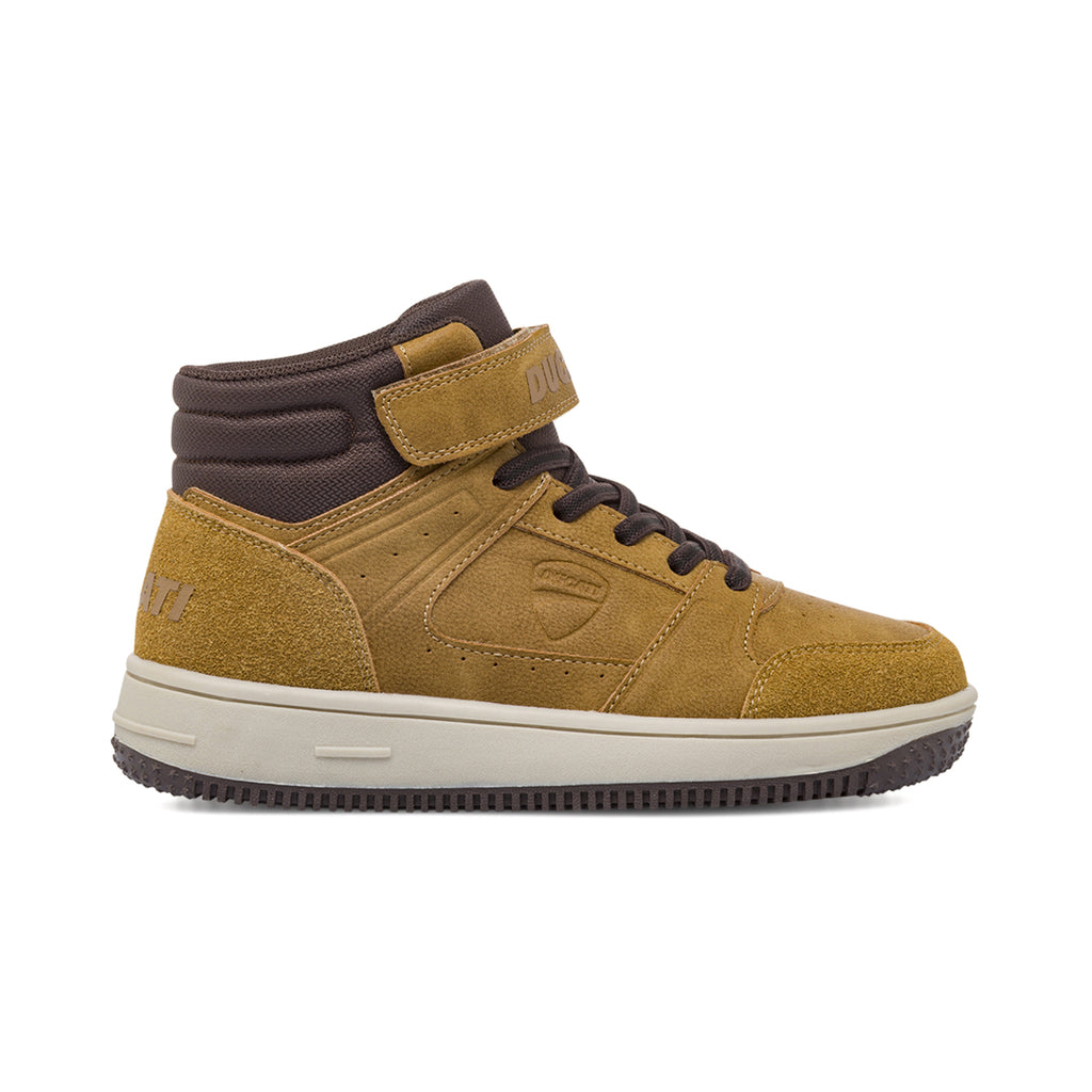 Sneakers alte ocra con dettagli marroni e strappo da Bambino Ducati