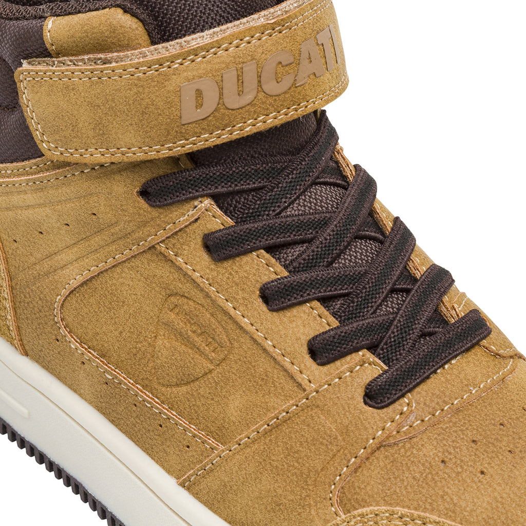 Sneakers alte ocra con dettagli marroni e strappo da Bambino Ducati