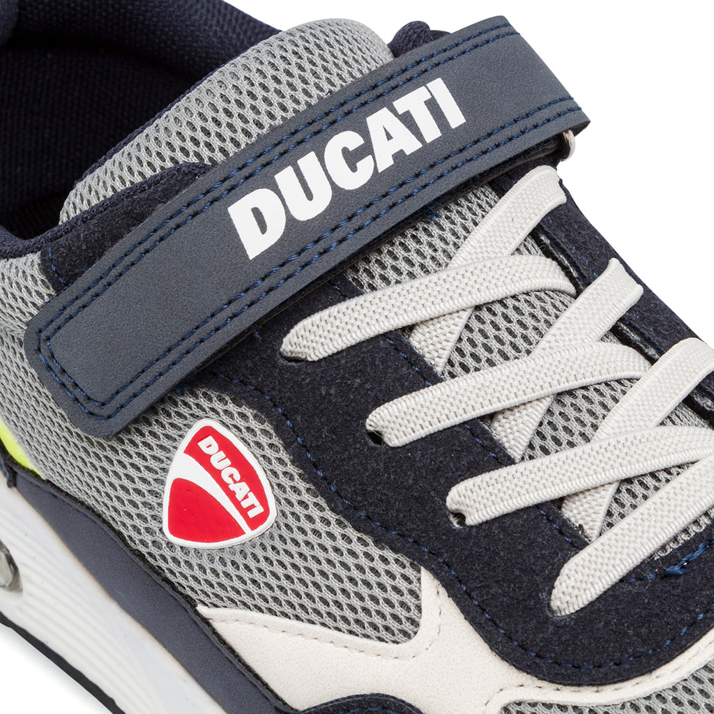 Sneakers grigie e blu da ragazzo con suola air Ducati Roller