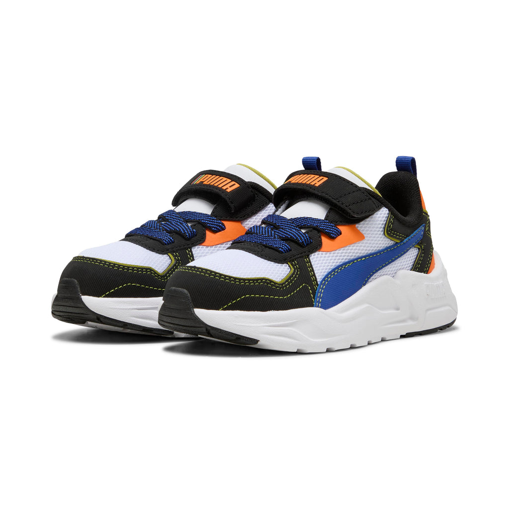 Sneakers da bambino bianche e nere con dettagli blu e arancioni Puma Trinity Lite