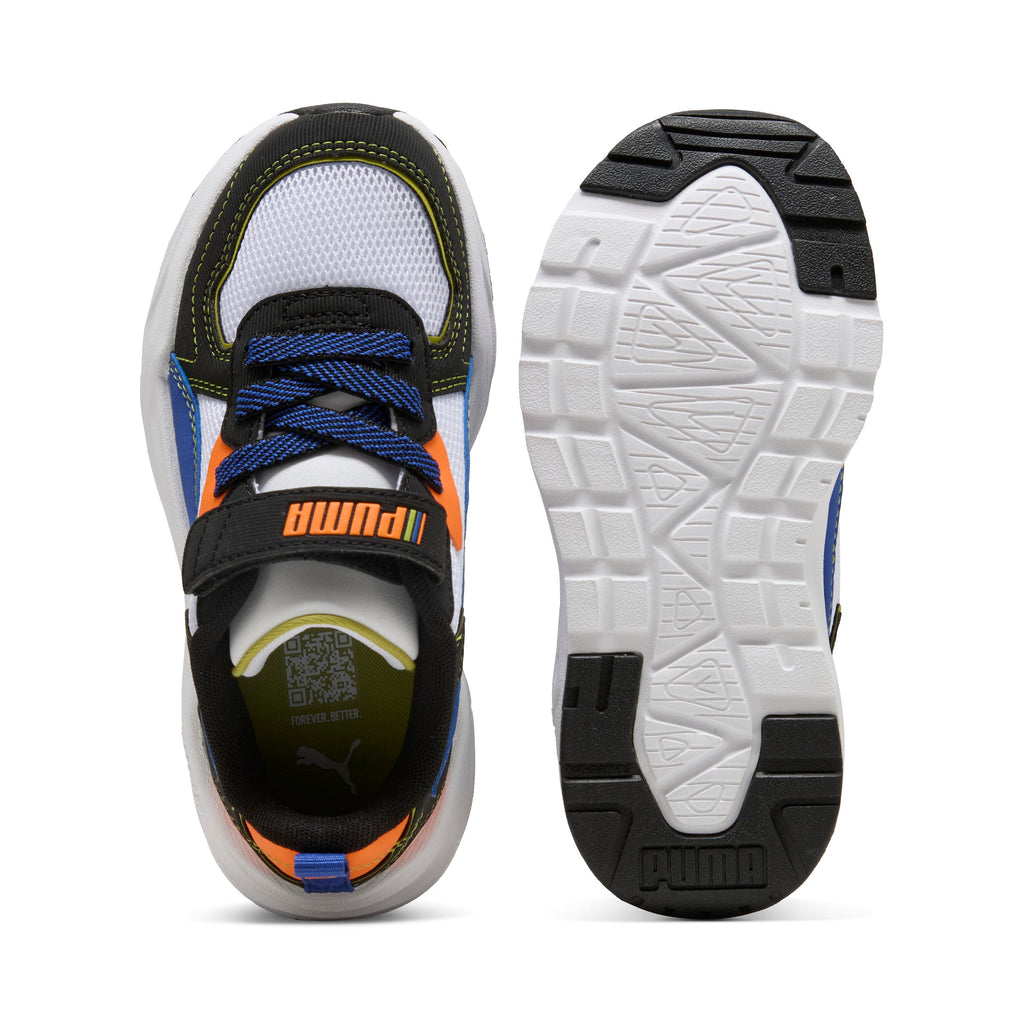 Sneakers da bambino bianche e nere con dettagli blu e arancioni Puma Trinity Lite