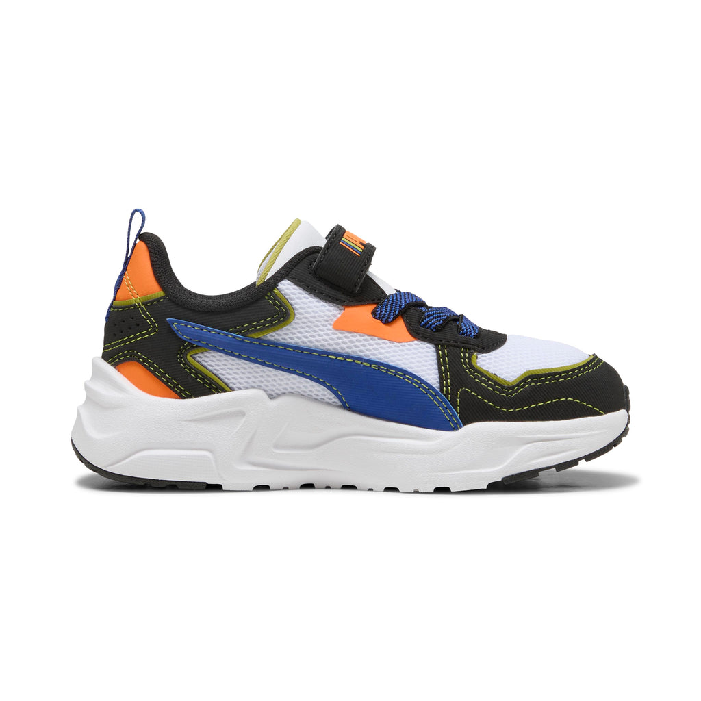 Sneakers da bambino bianche e nere con dettagli blu e arancioni Puma Trinity Lite