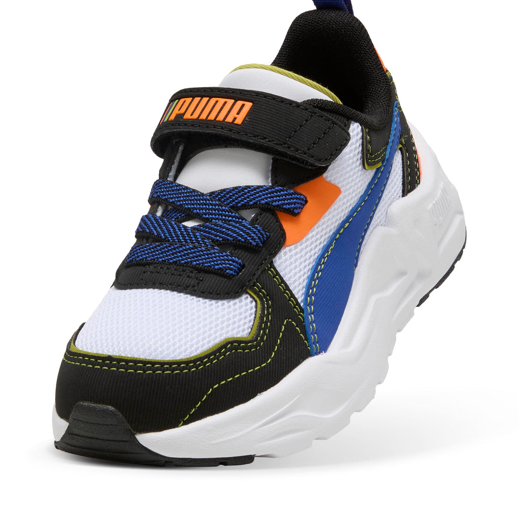 Sneakers da bambino bianche e nere con dettagli blu e arancioni Puma Trinity Lite