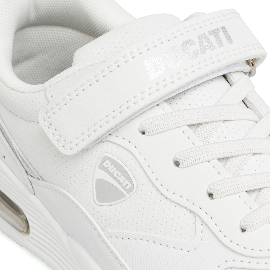 Sneakers bianche da bambino con ammortizzazione ad aria Ducati