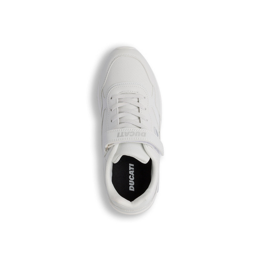 Sneakers bianche da bambino con ammortizzazione ad aria Ducati