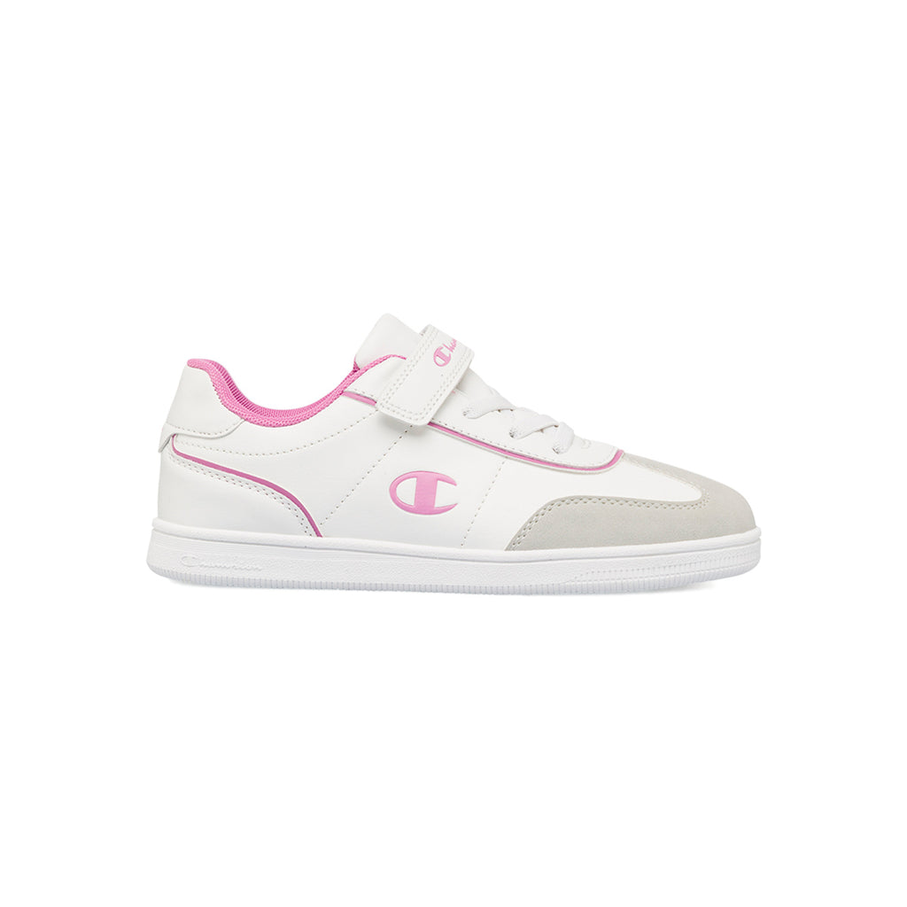Sneakers da ragazza bianche e rosa con logo Champion Prestige