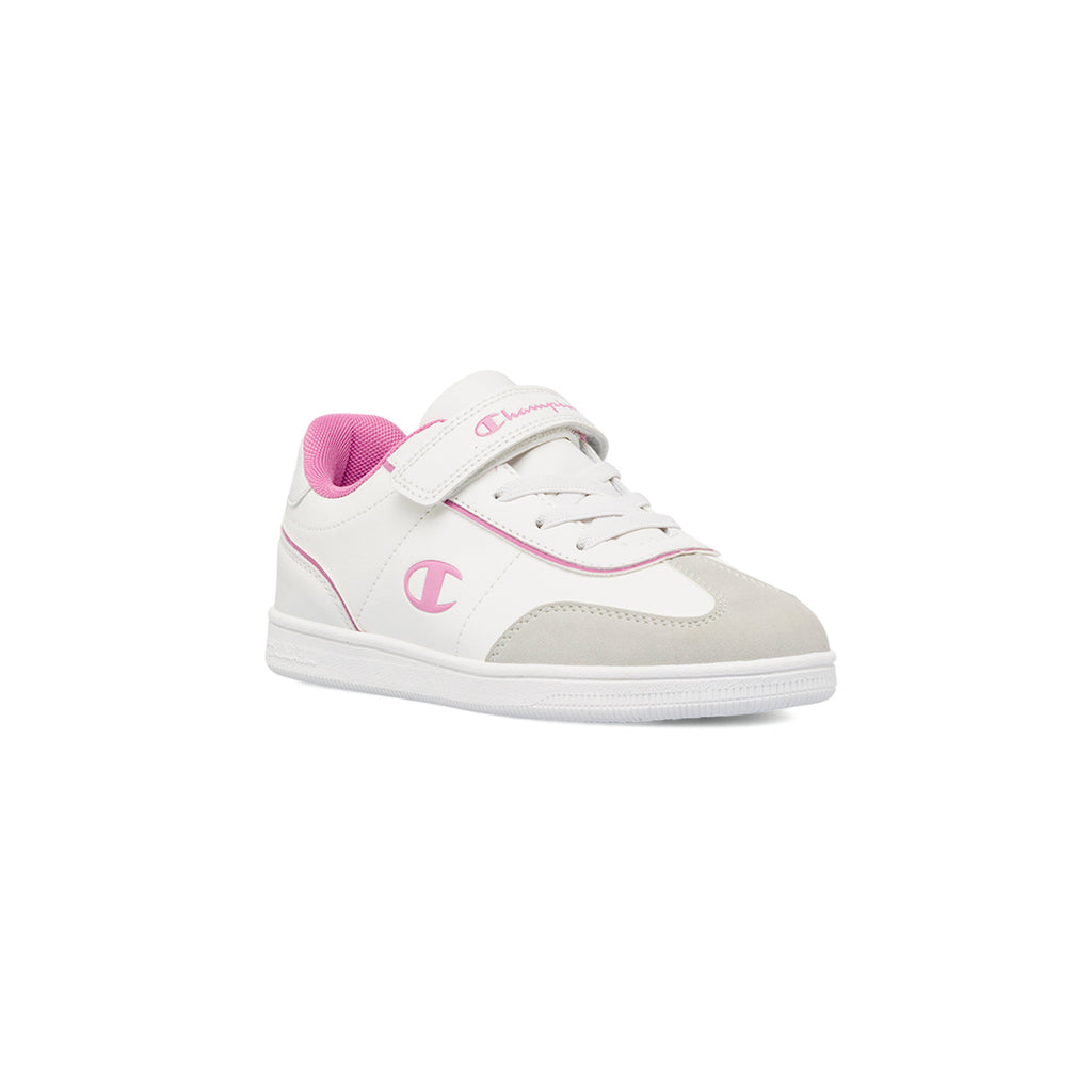 Sneakers da ragazza bianche e rosa con logo Champion Prestige