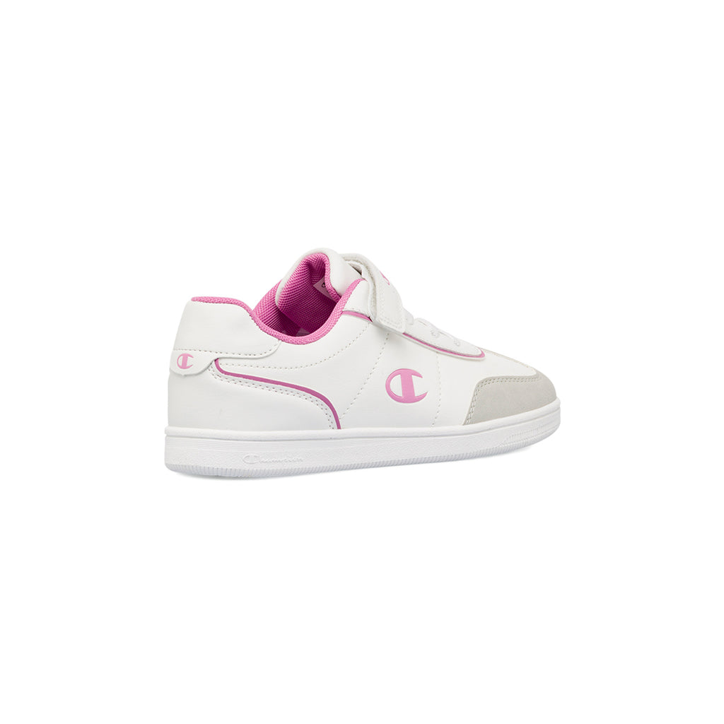 Sneakers da ragazza bianche e rosa con logo Champion Prestige