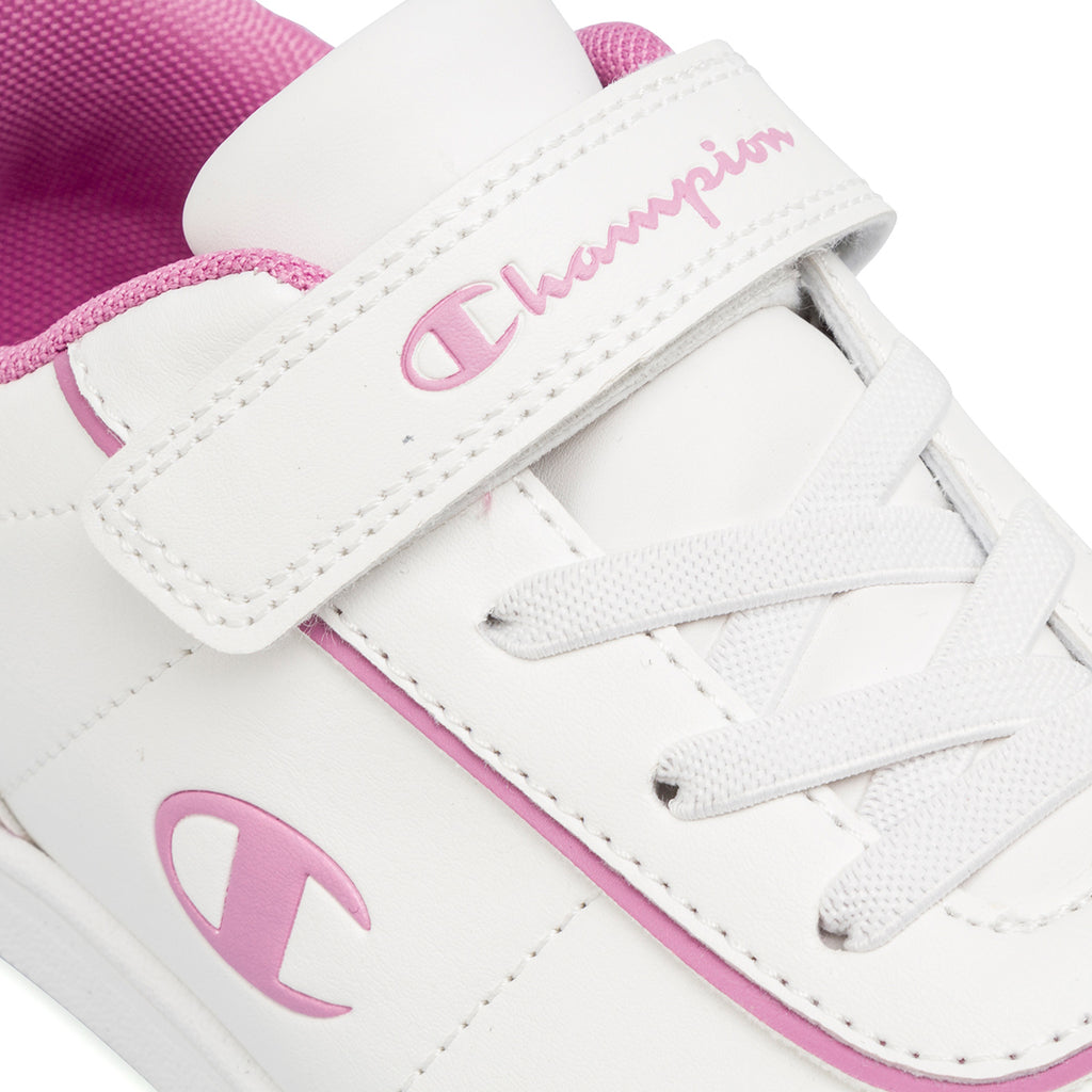 Sneakers da ragazza bianche e rosa con logo Champion Prestige