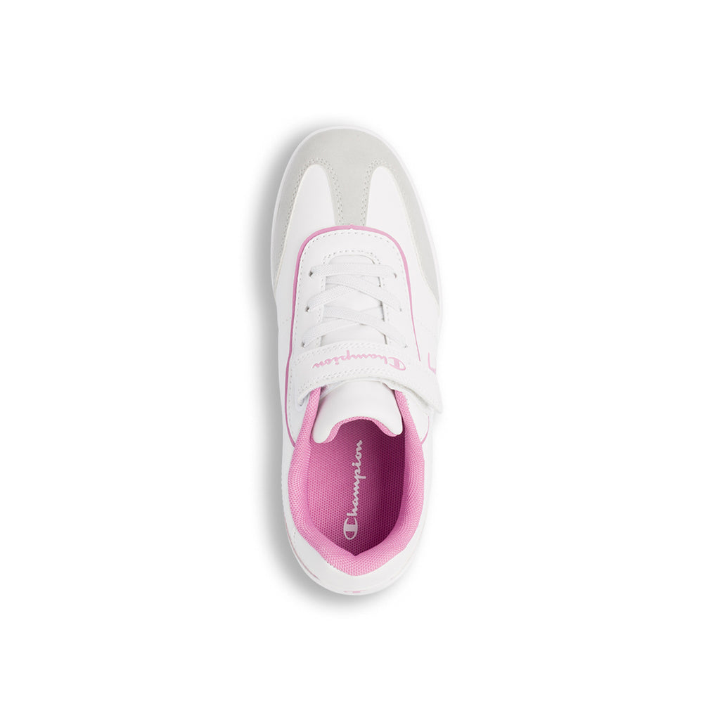 Sneakers da ragazza bianche e rosa con logo Champion Prestige