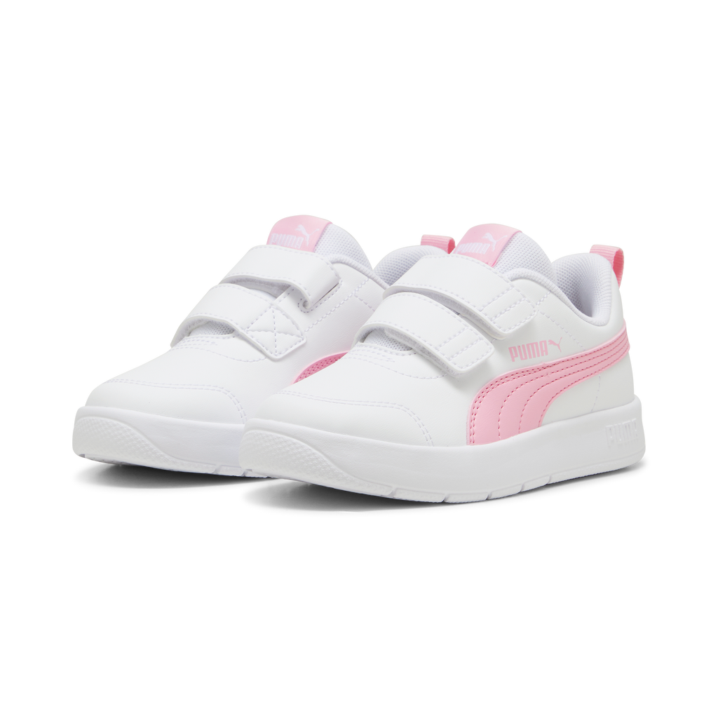 Sneakers bambina bianche con dettagli rosa Puma Courtflex v3