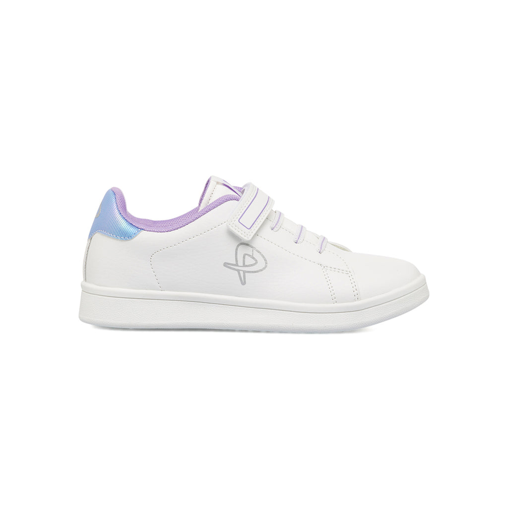 Sneakers bianche da bambina con dettagli lilla P Go