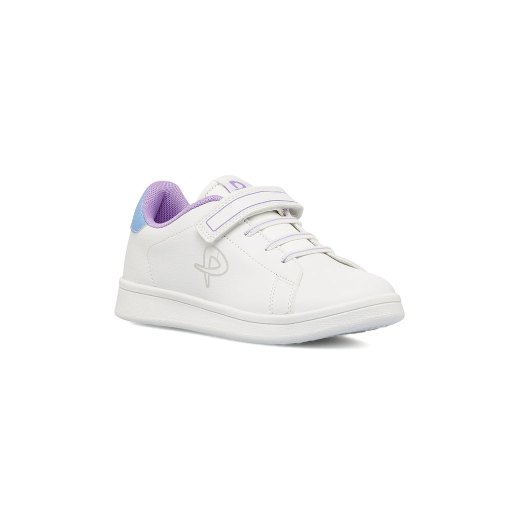 Sneakers bianche da bambina con dettagli lilla P Go
