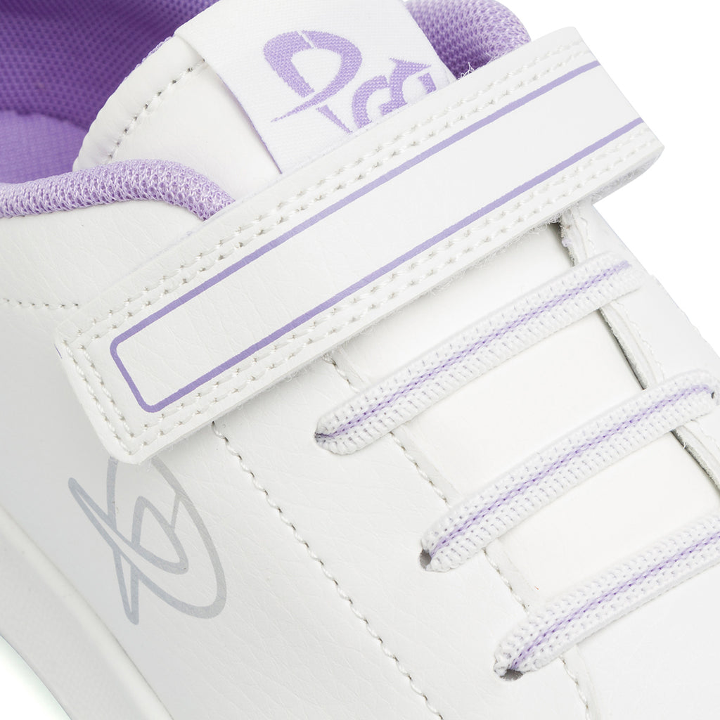 Sneakers bianche da bambina con dettagli lilla P Go