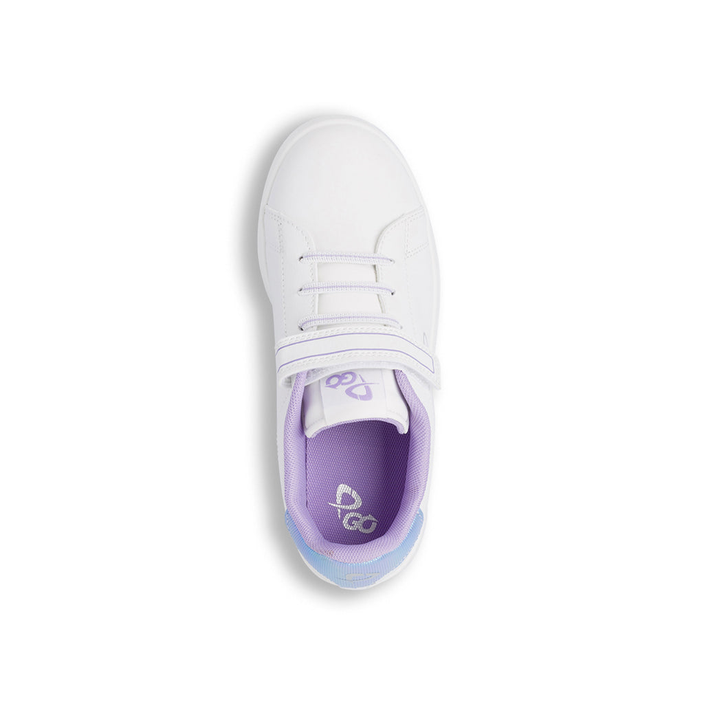 Sneakers bianche da bambina con dettagli lilla P Go