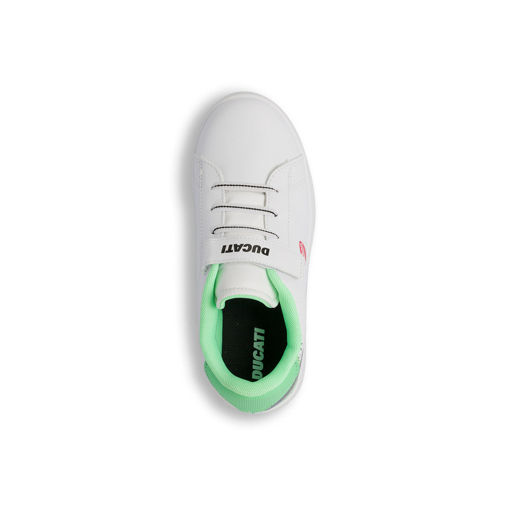 Sneakers bianche da bambino Ducati con dettagli verdi
