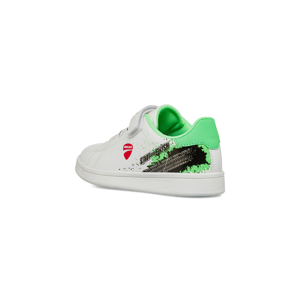 Sneakers bianche da bambino Ducati con dettagli verdi
