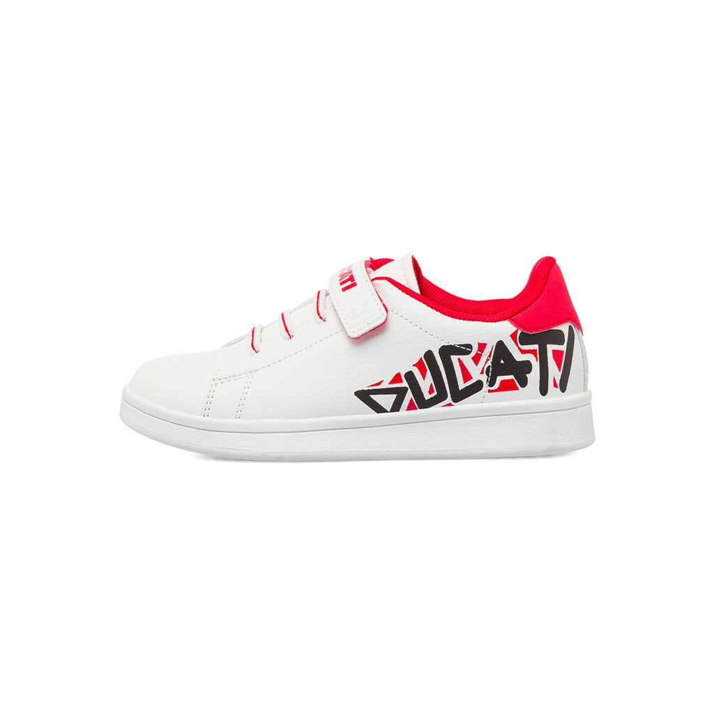 Sneakers bianche da Bambino con dettagli rossi e Strappo Ducati