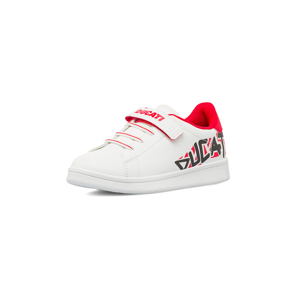 Sneakers bianche da Bambino con dettagli rossi e Strappo Ducati