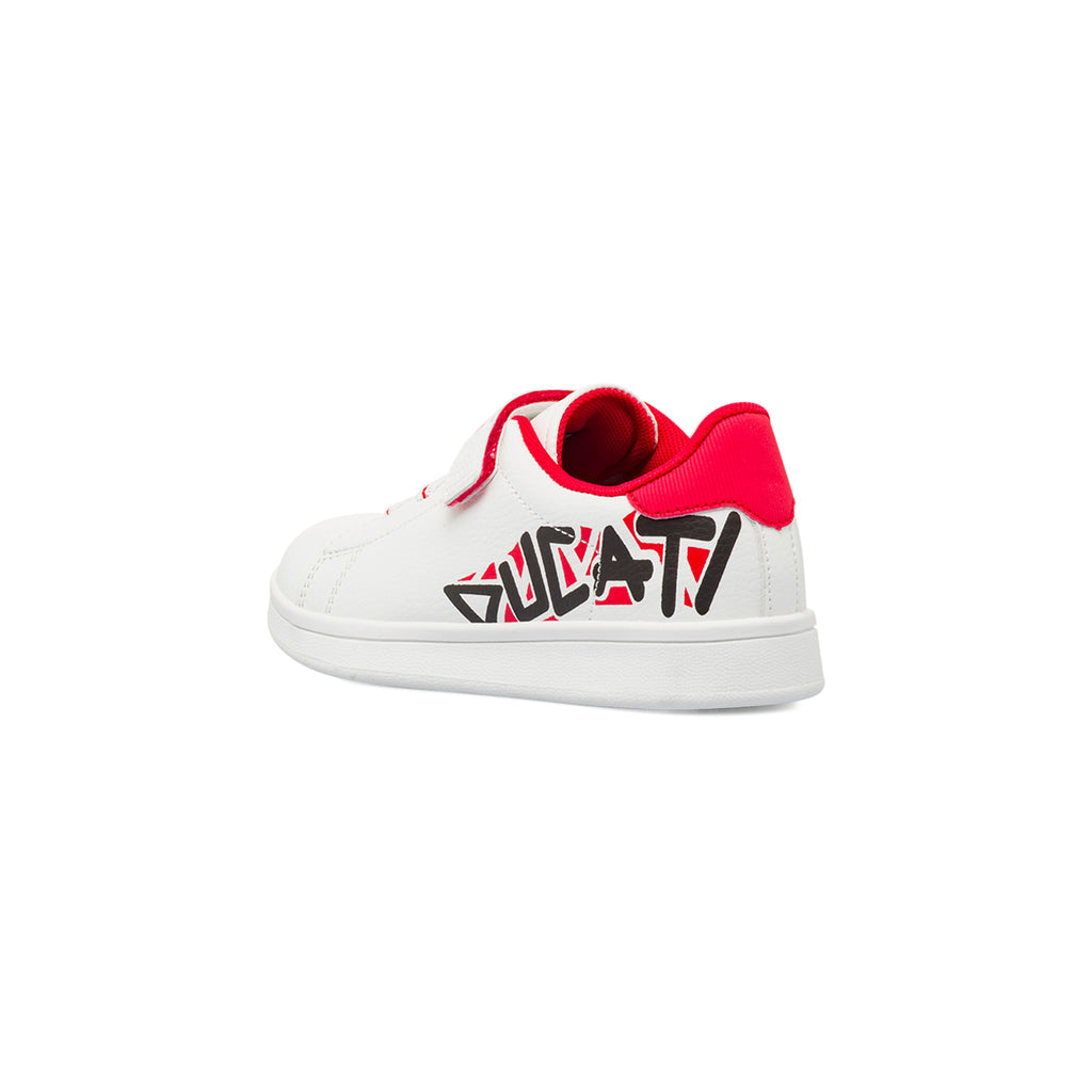 Sneakers bianche da Bambino con dettagli rossi e Strappo Ducati