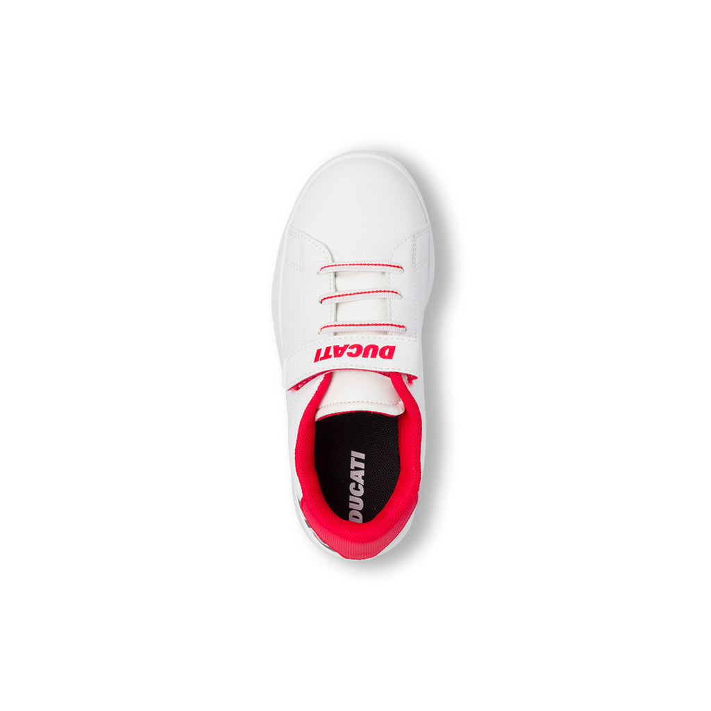 Sneakers bianche da Bambino con dettagli rossi e Strappo Ducati