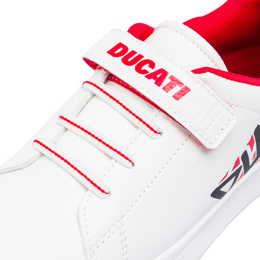 Sneakers bianche da Bambino con dettagli rossi e Strappo Ducati