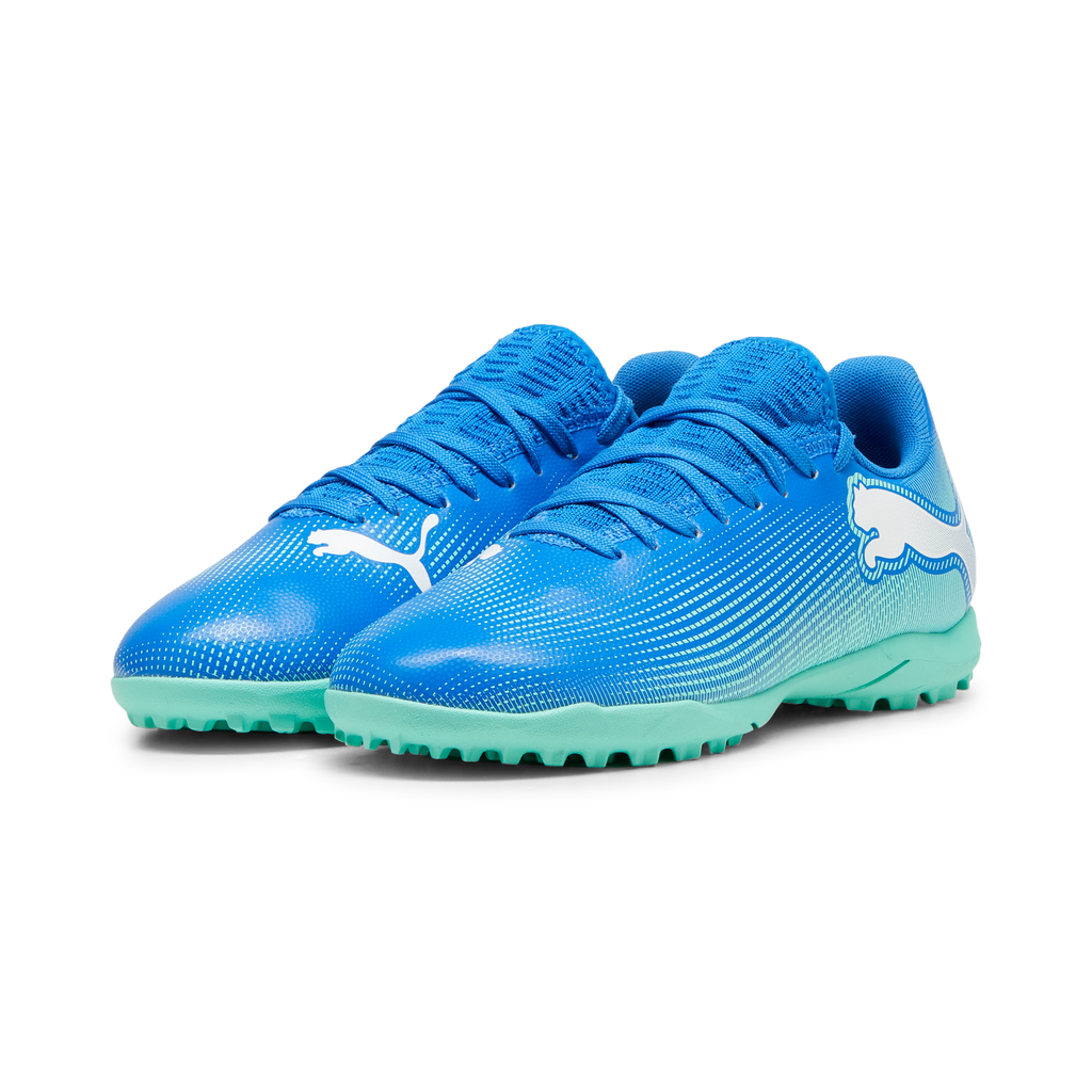 Scarpe da calcetto da ragazzo per terreni sintetici blu Puma Future 7