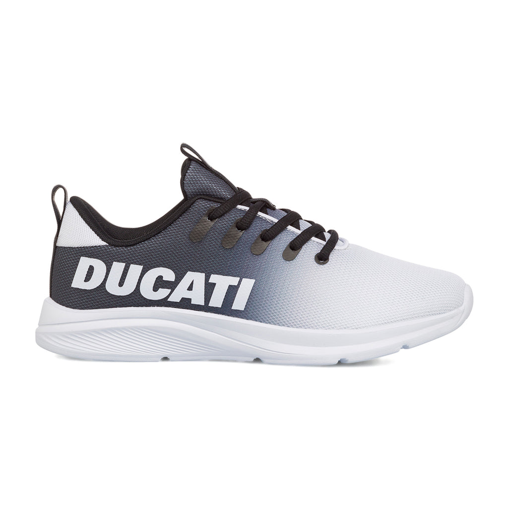 Sneakers da ragazzo bianche e nere con logo Ducati