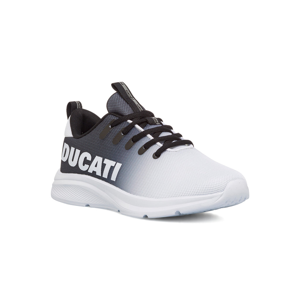 Sneakers da ragazzo bianche e nere con logo Ducati