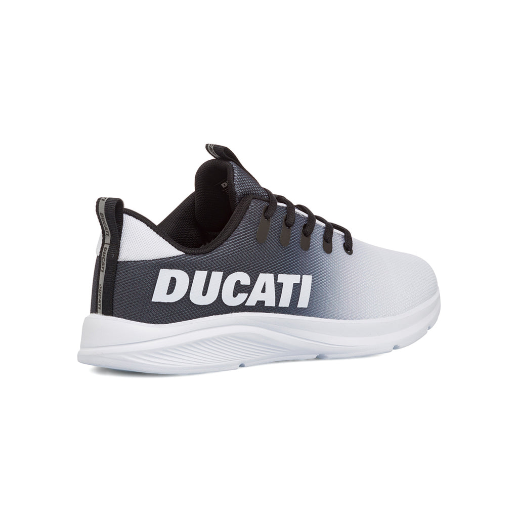 Sneakers da ragazzo bianche e nere con logo Ducati