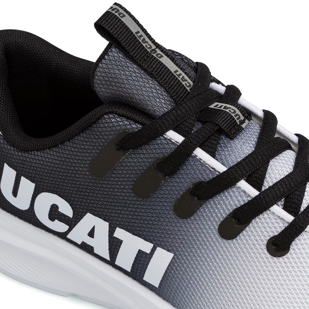 Sneakers da ragazzo bianche e nere con logo Ducati