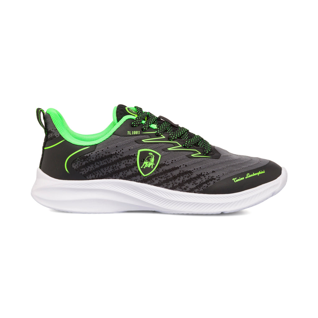 Sneakers grigie e nere con inserti verdi da ragazzo Tonino Lamborghini Raptorkick