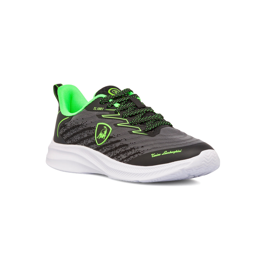 Sneakers grigie e nere con inserti verdi da ragazzo Tonino Lamborghini Raptorkick