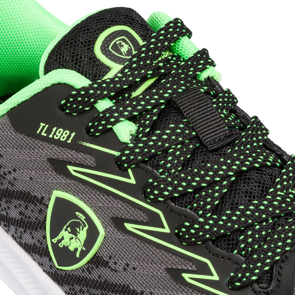 Sneakers grigie e nere con inserti verdi da ragazzo Tonino Lamborghini Raptorkick