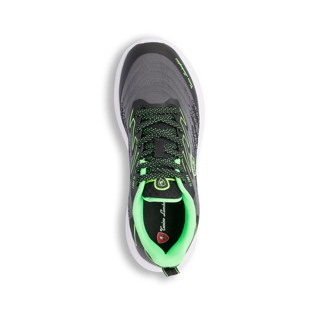 Sneakers grigie e nere con inserti verdi da ragazzo Tonino Lamborghini Raptorkick