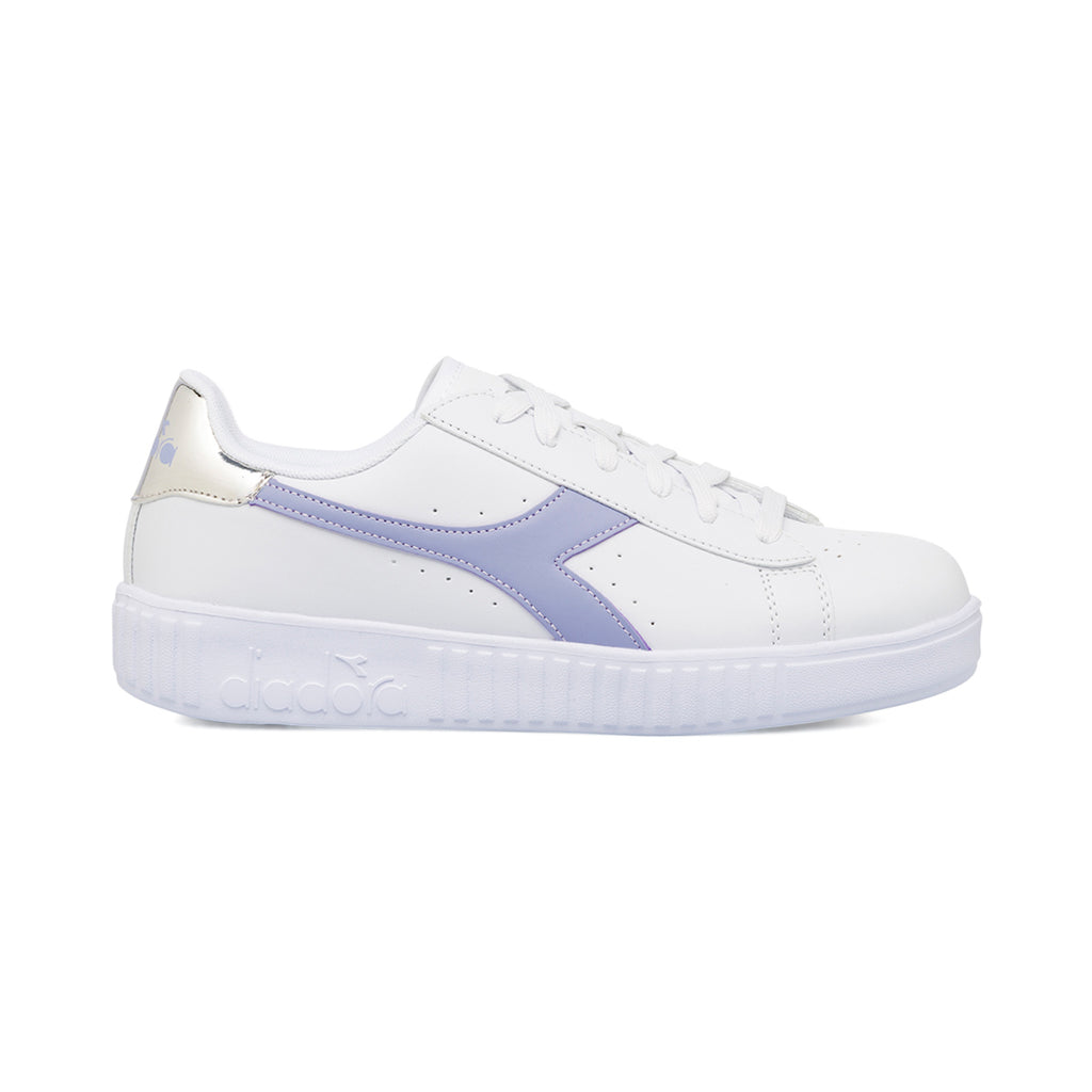 Sneakers da ragazza bianche con logo lilla Diadora game Step