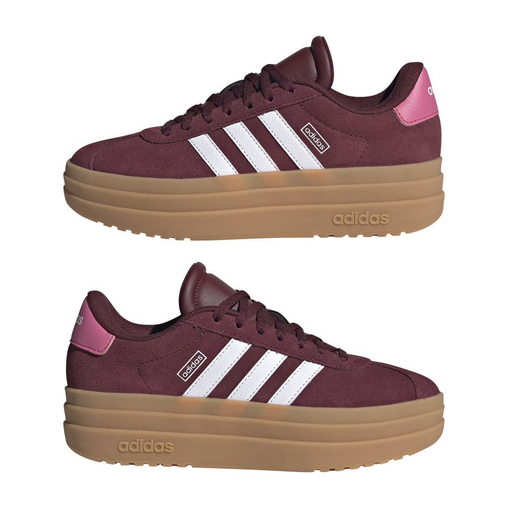 Sneakers platform casual rosso bordeaux da ragazza adidas VL Court Bold