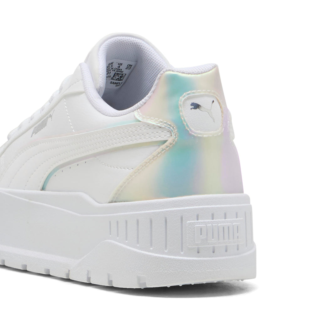 Sneakers platform bianche da ragazza con dettaglio effetto iridescente Puma Karmen II Holo 2.0